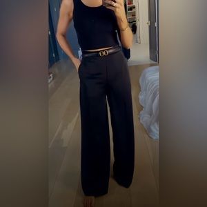 NEW - COMMENSE brand- Oversized Satin Wide Leg Dress Pants - Black - Size Small